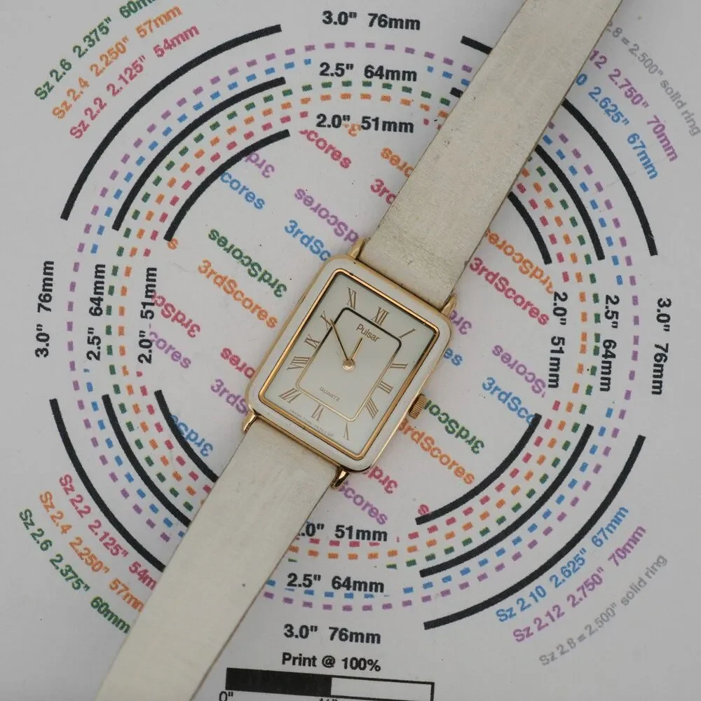 Vintage Pulsar Y580-528H 18mm Tank Women’s Watch White Roman Numerals Gold Tone